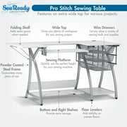 Sew Ready Pro Stitch Adjustable Sewing Machine Table with 3 Storage Drawers, White/Silver