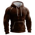 thumbnail image 4 of Men's Muscle Graphic Print Hoodie, Casual Long Sleeve Pullover Sweatshirt, Humorous Design Streetwear for Christmas, Gym, Party, and Casual Fun Outings,Brown,XL, 4 of 6