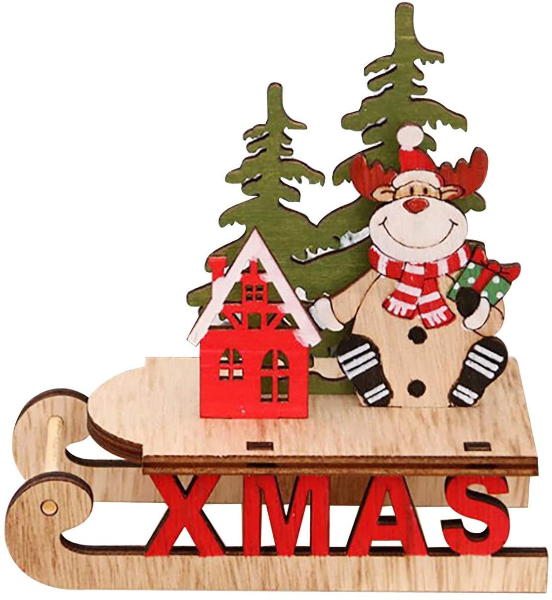 Cute Farmhouse Wooden REINDEER Swinging Legs Christmas Tree Ornament B1 