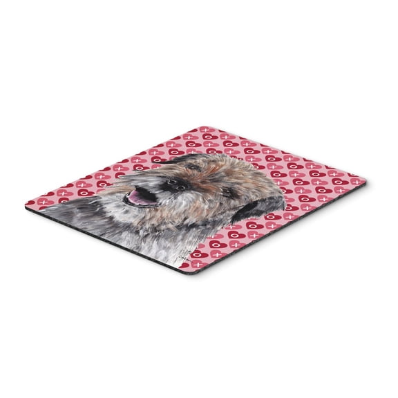 "Border Terrier Hearts and Love Mouse Pad Hot Pad or Trivet"
