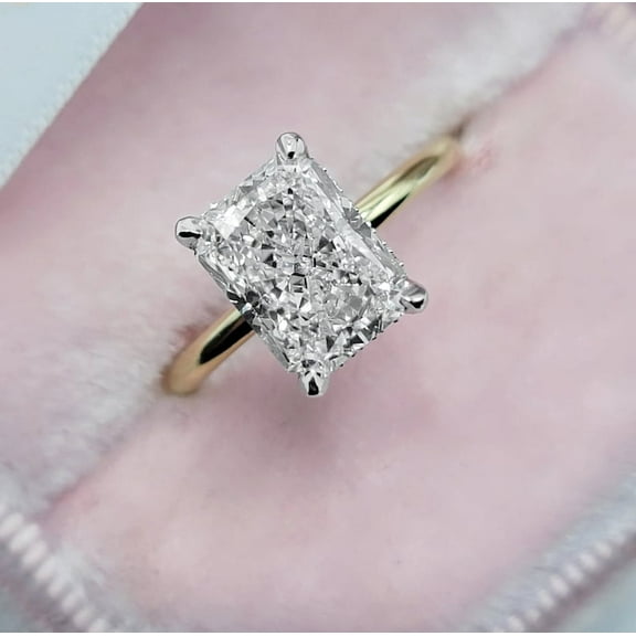 2.72 CT Radiant Cut Moissanite Ring, Forever One, Ice Crushed Radiant Cut Ring, Engagement Wedding Ring Gift for Her