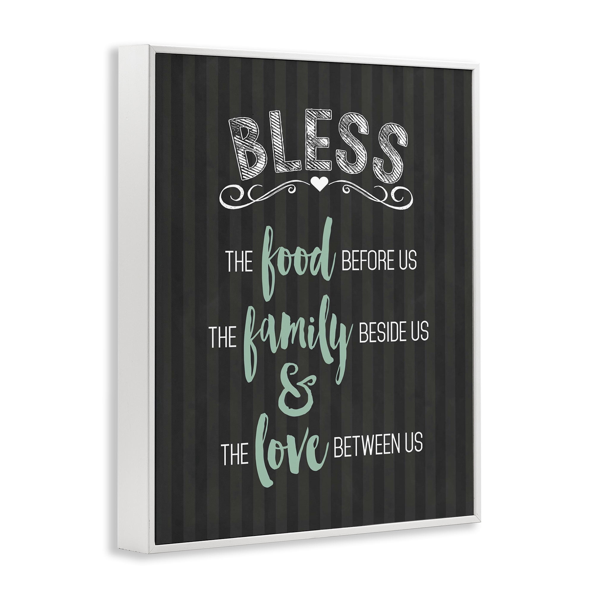 Bless The Food Family & Love White Framed Giclee Art, design by Lettered and Lined