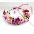 thumbnail image 4 of Corona Floral Diadema Guirnalda De Flores Diadema Corona Para El Cabello Guirnalda Para El Cabello Halo De Flores Tocado Floral Boho Con Pulsera Boda Fiesta Festival Púrpura, 4 of 5