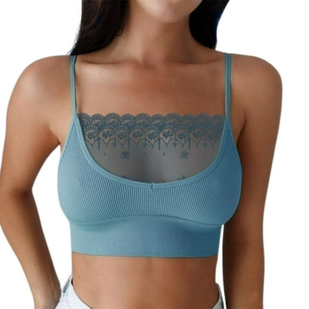 

LHMSGG Women Bra Lace Patchwork Sexy Pure Color See through Crop Top Bustier for Daily Wear