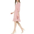 thumbnail image 5 of INSPIRE CHIC Women's Layered Ruffle Hem 3/4 Sleeves Smocked Chiffon A-Line Dress XS Pink, 5 of 9
