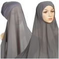 thumbnail image 1 of Casquette Hijab Grise pour Femmes, Décontractée, Couleur Unie, Multicolore, Musulmane, 1 of 3
