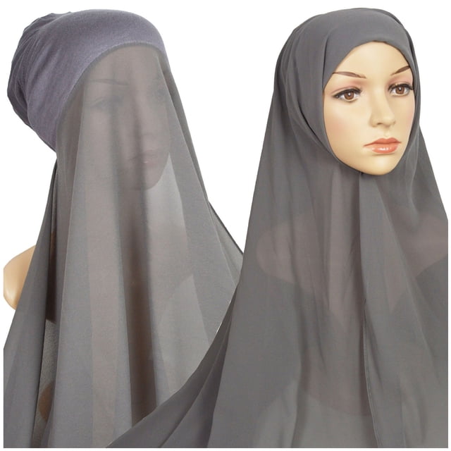 Casquette Hijab Grise pour Femmes, Décontractée, Couleur Unie, Multicolore, Musulmane