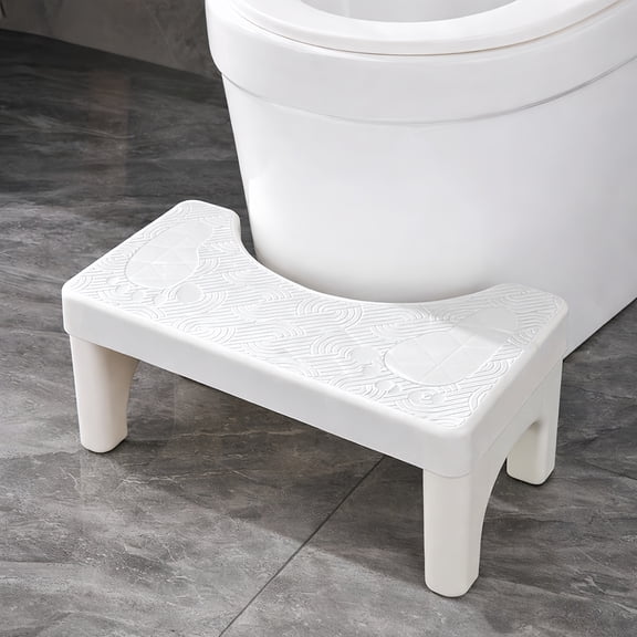 Toilet Stool for Adults, Non-Slip Detachable Bathroom Poop Stool, Upgraded Toilet Feet Stool for Adults and Family Use, Strong Load-Bearing Design, White, 6.7 in H x 15.3 in W
