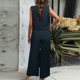 thumbnail image 6 of Dwaogom Women Fashion Round-Neck Casual Solid Sleeveless Tops Outing Long Pants Sets Oversized Sweatshirt & Lounge Shorts Long Sleeve Cozy Casual Pajamas, 6 of 6