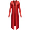 thumbnail image 1 of FashionOutfit Women's Casual Solid Longline Ribbed Open Front Long Sleeve Knit Cardigan, 1 of 4