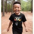 thumbnail image 5 of Olive Loves Apple 7th Birthday Rocket Astronaut Themed T-Shirts with Moon Balloon and Planets for Boys and Girls Black Shirt Youth Large, 5 of 6