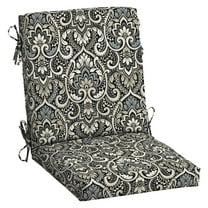 ARDEN Outdoor Midback Chair Cushion, 18 x 16.5, Rain-Proof, Fade Resistant Black Aurora Damask