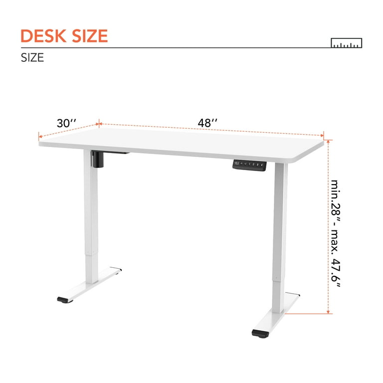 FLEXISPOT Home Office Electric Height Adjustable Standing Desk 48 x 30  Memory Programmable Presets Computer Desk (White Frame+ White Top) 