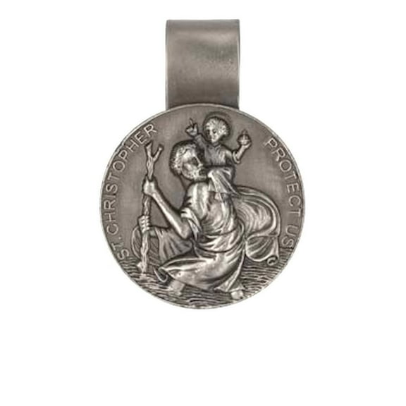 Saint Christopher Protect Me Auto Visor Clip with Child