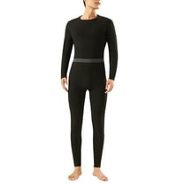hlysgo Mens Thermal Underwear Sets Slim Fitted Long Sleeve Tops and Pants Base Layer Set Warm Sleepwear Cold Weather Top Bottom Black L