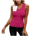 thumbnail image 2 of ClodeEU Women's Lace Trim Scoop Neck Tank Top, Slim Fit Sleeveless Basic Tee Hot Pink,Women's Plus S, 2 of 5