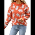 thumbnail image 1 of Suéter de Punto Informal con Cuello Redondo y Larga con Forma de Corazón para Mujer. Naranja S, 1 of 10