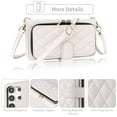 thumbnail image 4 of Dswteny Argyle Wallet Case for Samsung Galaxy S25 Ultra 5G with Wrist Strap Shoulder Strap Zipper Flip Credit Card Holder Stand Cell Phone Cover for S25Ultra 25S S 25 25Ultra 6.9 2025 Women White, 4 of 8