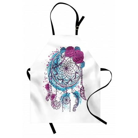 

Bohemian Apron Dreamcatcher with Roses and Feathers Unisex Kitchen Bib with Adjustable Neck for Cooking Gardening Adult Size Sky Blue Magenta by Ambesonne