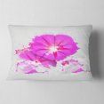 thumbnail image 2 of Designart Pink Flowers Sketch with Color Splashes - Floral Throw Pillow - 12x20, 2 of 5