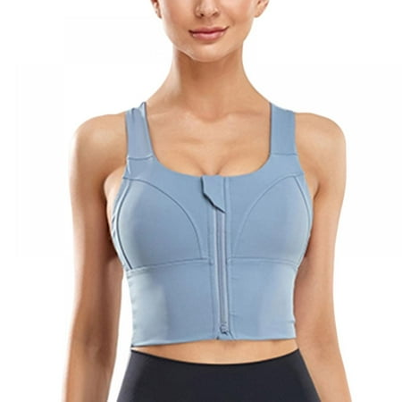 

Spdoo Women Sports Bras Plus Size Running Fitness Bra Cross Back Yoga Vest Cotton Blue 3XL