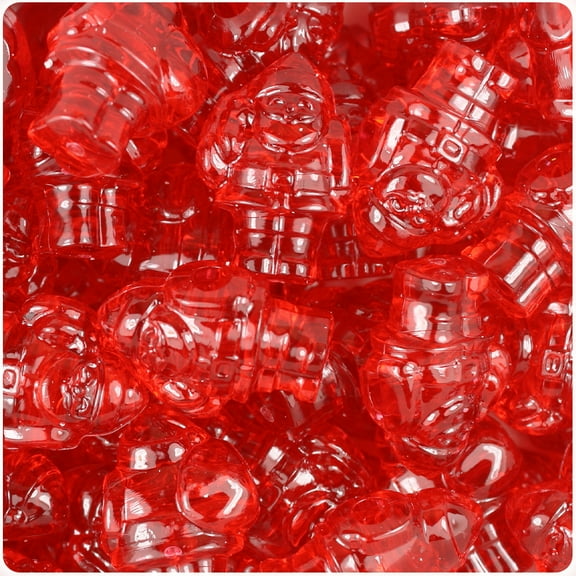 BeadTin Ruby Transparent 24mm Santa Pony Beads (24pcs)