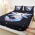 thumbnail image 3 of Homewish Colorful Kawaii Axolotl Queen Sheet Sets,Fairy Tale Theme Flat Sheet,Galaxy Starry Night Queen Fitted Sheet For Children,Breathable Home Decor,4-Piece, 3 of 7