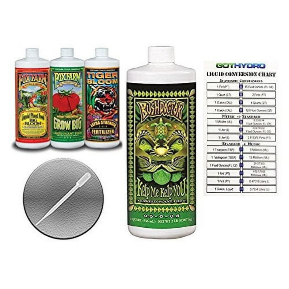Fox Farm Trio 1 Gal & Kelp Me Kelp You 1 Gal w/GotHydro Conversion Card & Pipe