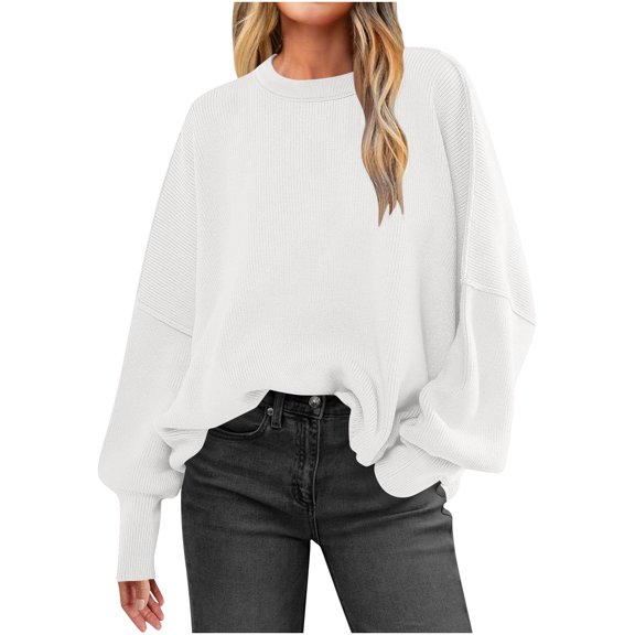 Cavosen pullover sweaters for women Crew Neck Long Sleeve Sweater Solid Pullover Fall Going Out Warm Outfits