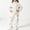 Z30-White, variant on Spazoro Kids Girls 2PC Outfit Sets, Cute Print Zip Up Soft & Comfy Long Sleeves Casual Collared Shirt and Jogger Pants Sets for Fall Winter Beige Size 9-10