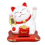Lucky Cat Solar Powered Cute Decorative Wealth Welcoming Waving Fortune Cat for Home Office Restaurant White JIXINGYUAN