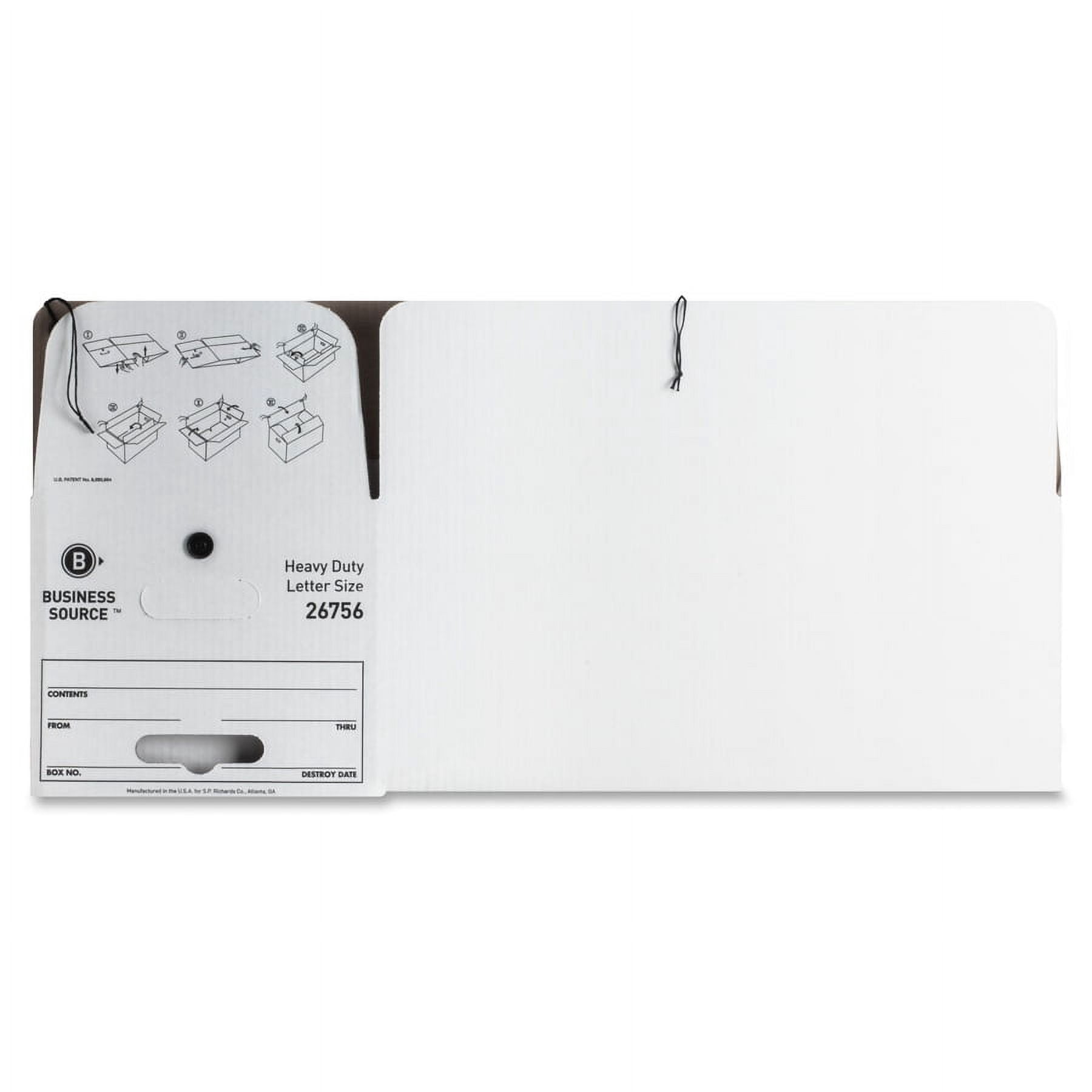 Business Source Heavy Duty Letter Size Storage Box - External Dimensions: 12" Width X 24" Depth X 10"height - Media Size Supported: Letter - String/button Tie Closure - Medium Duty - Stackable -