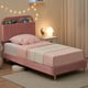 thumbnail image 2 of Qinaqin Velvet Upholstered Twin Cama Frame con Bookcase cm de Alturaeadboard Rosa Alturaeavy- Profundidaduty Steel Support Legs Easy Assembly Noise-Free Mattress Foundation, 2 of 7
