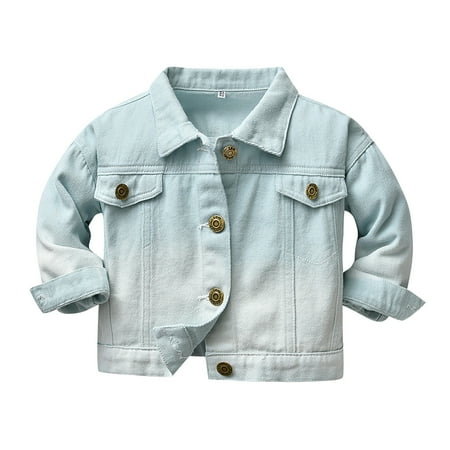 

BIZIZA Infant Jacket for Baby Long Sleeve Turndown Collar Pockets Denim Tie Dye Button Up 3M-8Y Chlid Tops Green 150