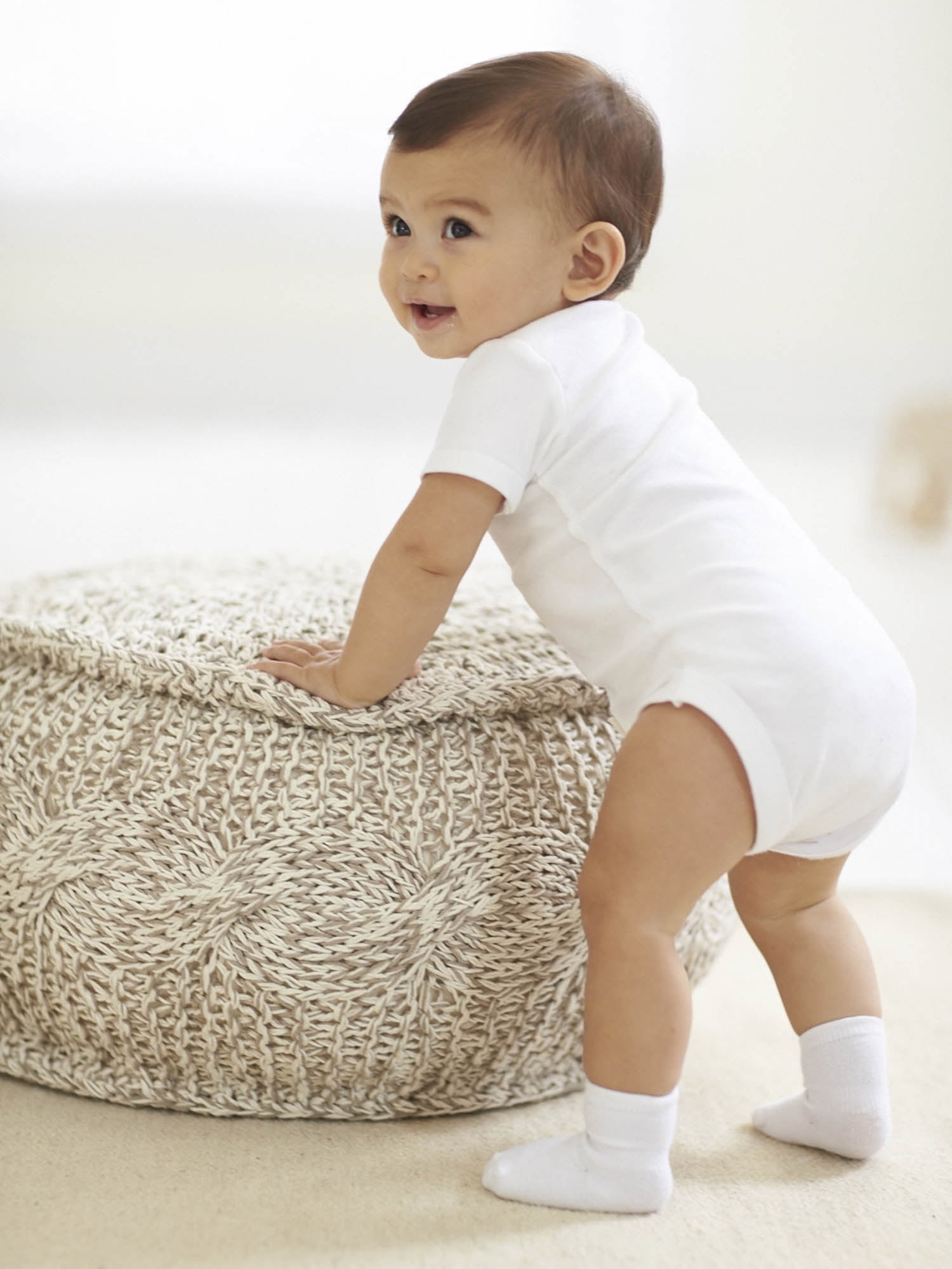 Gerber Baby Gender Neutral White Wiggle-Proof Jersey Socks, 4-Pack, Sizes 0/6 Months - 6/12 Months
