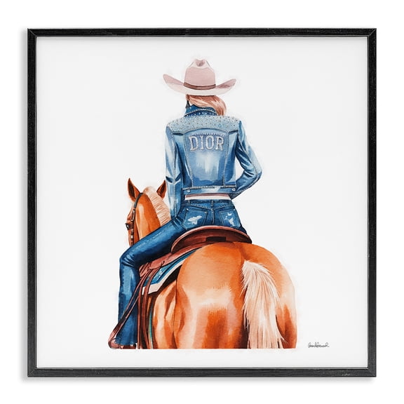 Stupell Industries Southwestern Glitzy Cowgirl & Horse Black Framed Giclee Art, 12 x 12, by Amanda Greenwood