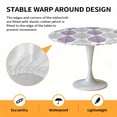 thumbnail image 6 of Leaf Geometric Striped Elastic Fitted Round Table Cover Botanical Plant Purple Gery Leaves Waterproof Outdoor Tablecloth for Holiday Party, Picnic, Patio & Dining Fits Tables Up to 55"-60", 6 of 8