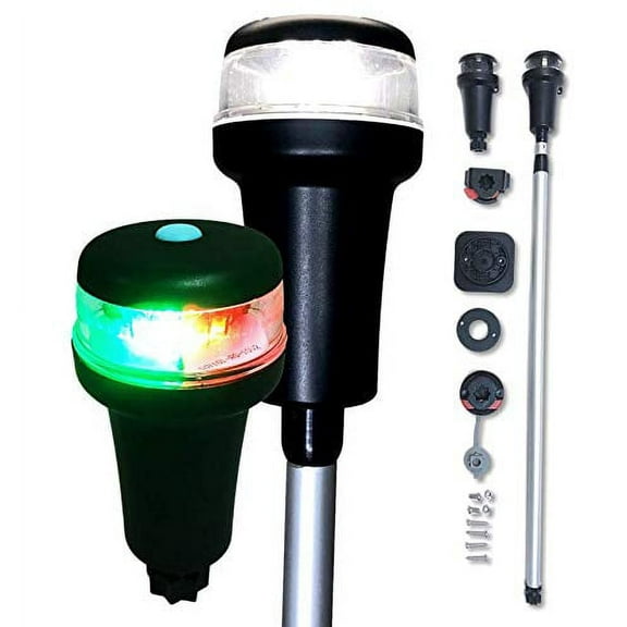 Pactrade Marine LED Bicolor White Navigation Light Cleatport Telescopic 3 Mounts