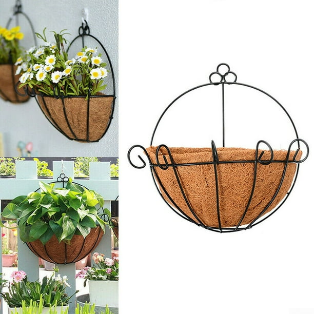 14 Half Round Planter Wall Hanging Coconut Indoor Outdoor Flower Pot Basket Com 14 Half Round Planter Wall Hanging, Half Round Hanging Baskets