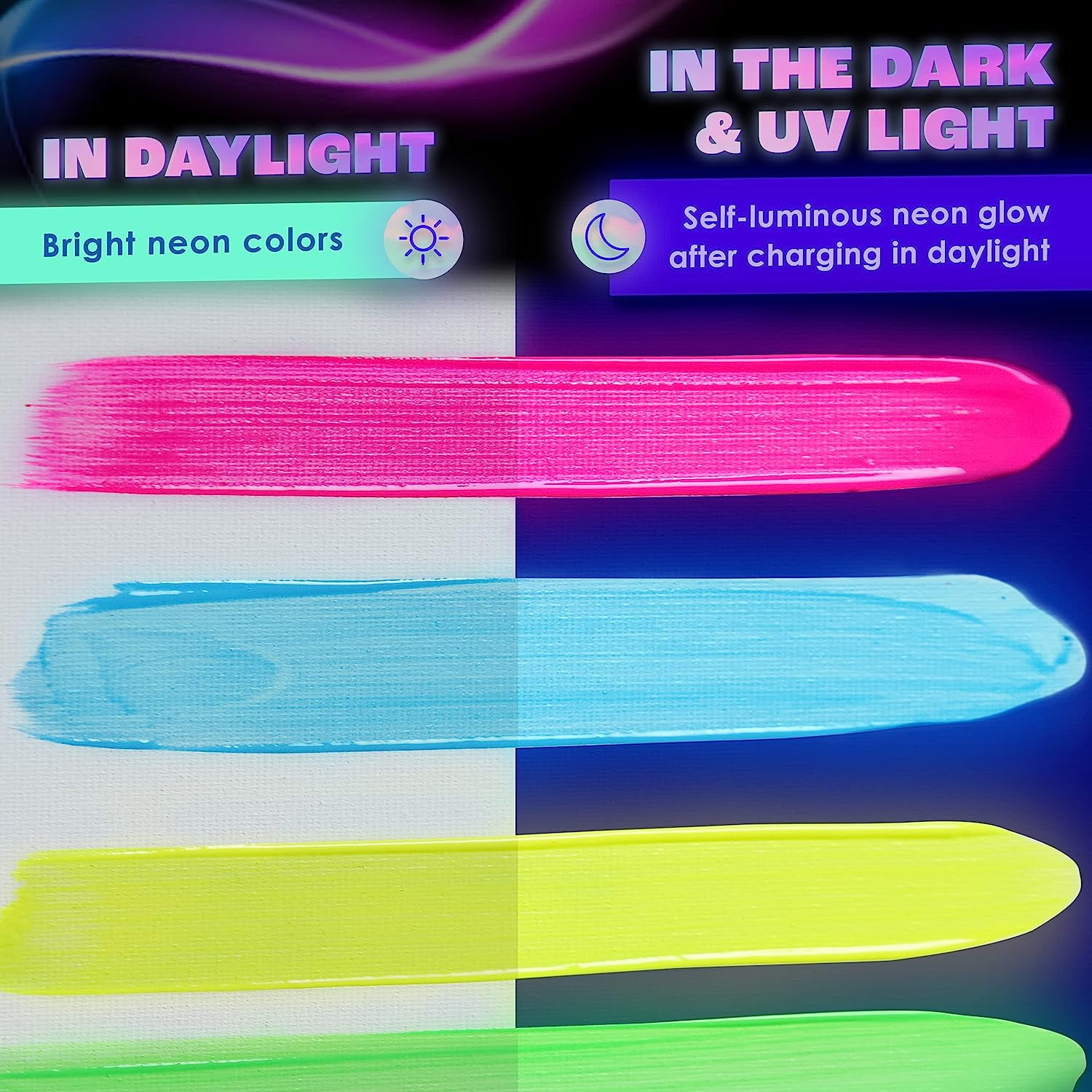 3D Neon Black Light Paint - 8 Colors Set