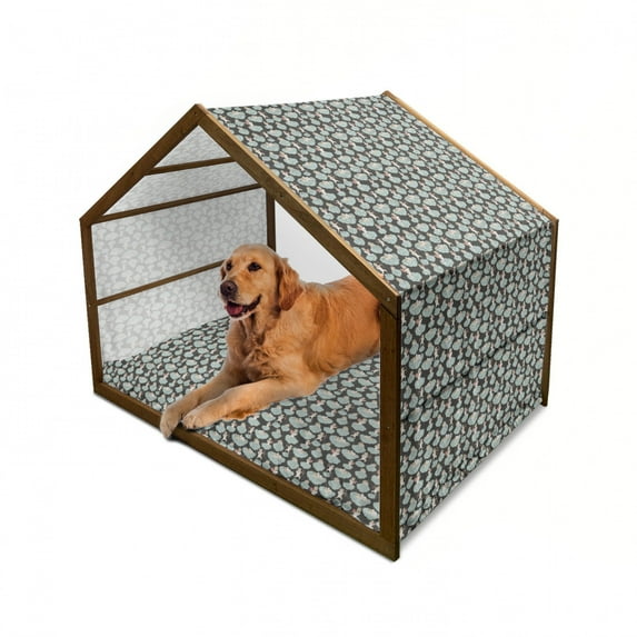 Angel Wings Pet House, Angel with Bow Heart and Arrow Love on Clouds Eros Cupid, Outdoor & Indoor Portable Dog Kennel with Pillow and Cover, 5 Sizes, Pale Blue Grey Peach, by Ambesonne