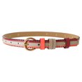 thumbnail image 3 of Red Neon Orange Skinny Thin Geometric Tribal Studded Belt Harness Gold Tone Buckle Size Large, 3 of 3