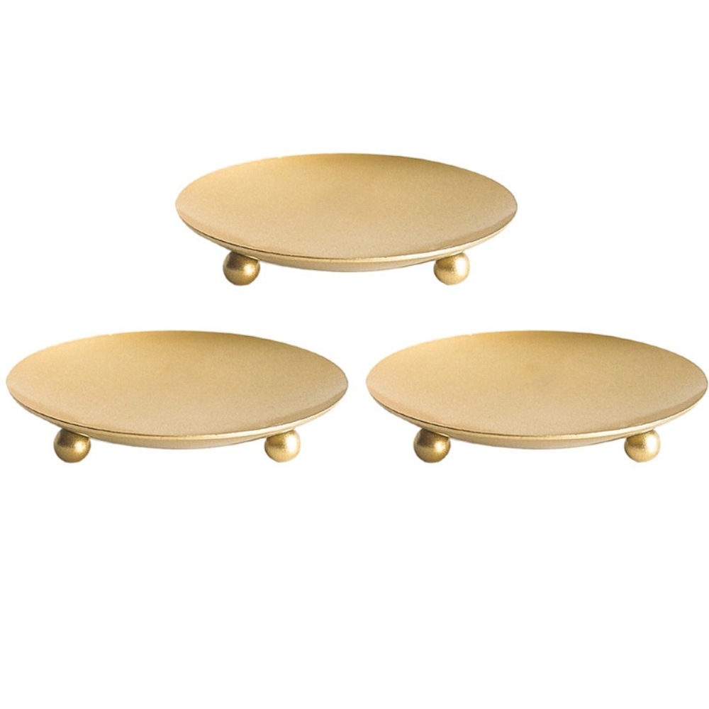 Iron Plate Candle Holder, Gold, Decorative Iron Pillar Candle Holder