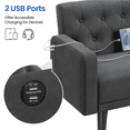 thumbnail image 5 of Renwick 63in Convertible Futon Sofa Bed with USB Ports for Living Room, Dark Gray, 5 of 14