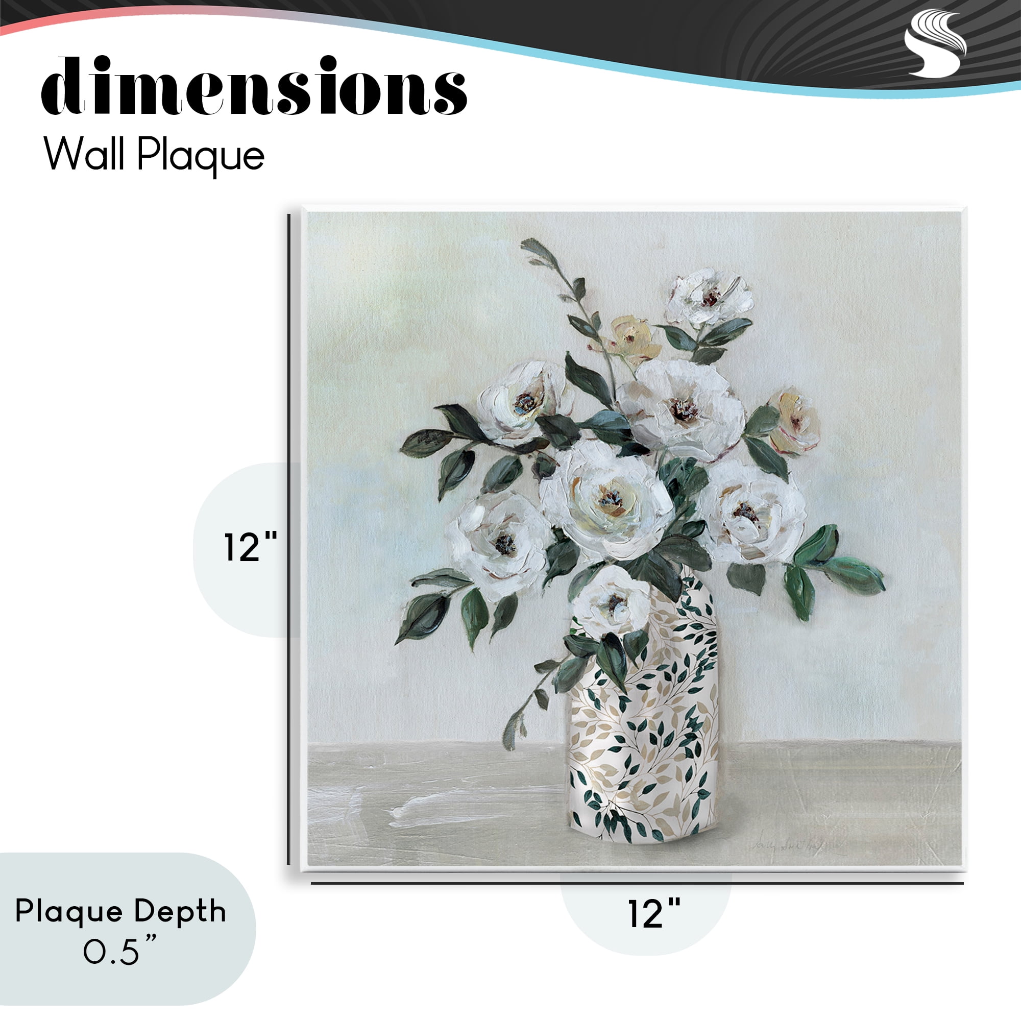 Stupell Industries Leaf Patterned Flower Vase Wall Plaque Art, design by Sally Swatland