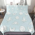 thumbnail image 1 of HAHDAXIA Cat Cute Pattern Bedding Solid Comforter Set for All Seasons,3 Pieces(1 Comforter+2 Pillowcases),Soft Microfiber Bedding Set Full(79"x90"), 1 of 7