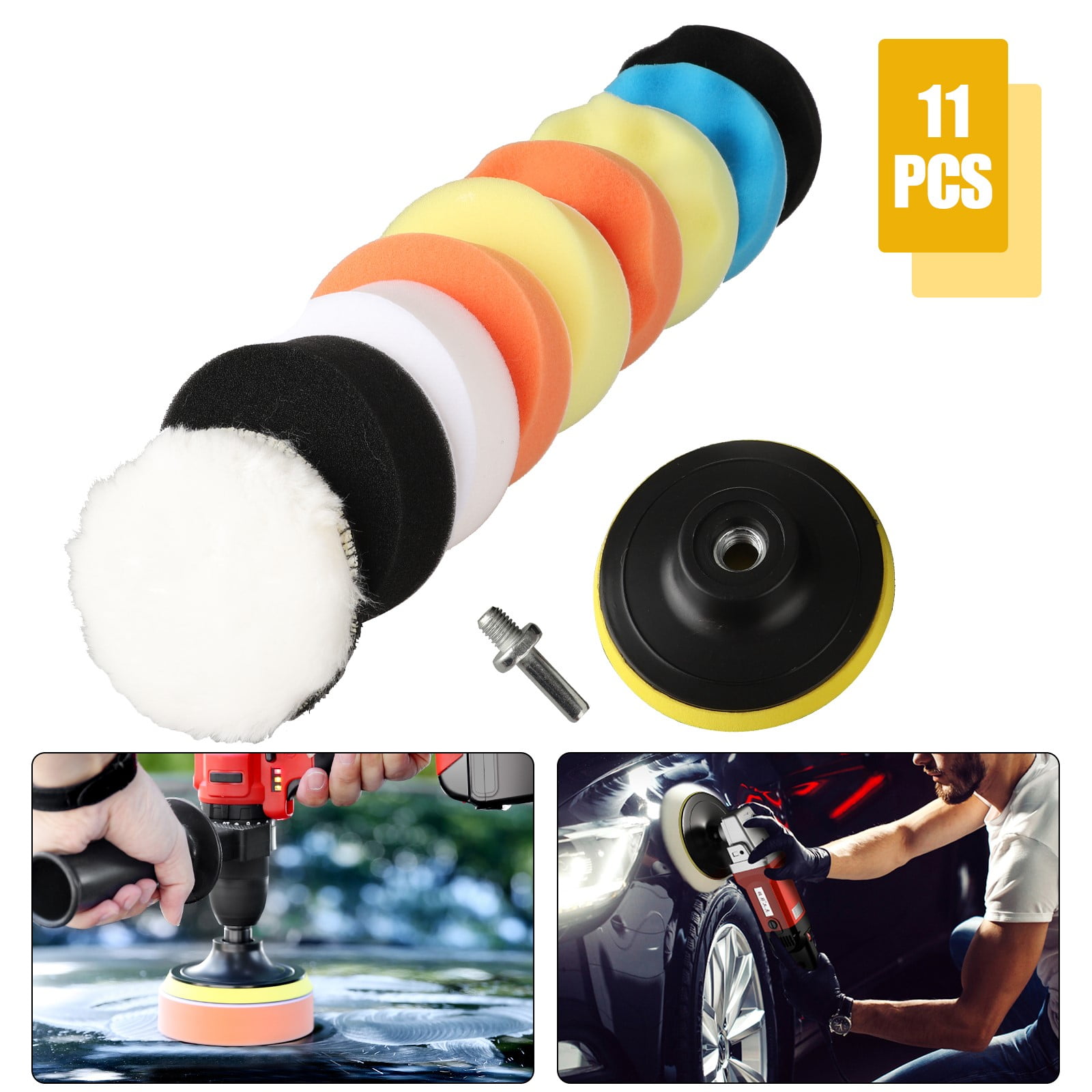 Drill Buffing Sponge Pads, TSV 11pcs 3inch/80mm Car Foam Woolen Polishing Pads Replacement Kit, Car Compound Polishing Buffer Drill Sponge Kit Set for Car Sanding, Polishing, Waxing, Sealing Glaze