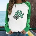 thumbnail image 2 of QIPOPIQ T-Shirts à Manches Longues pour Femmes Col Rond T-Shirts de la Saint-Patrick T-Shirts Imprimés Trèfle de Printemps T-Shirt Vert Chanceux T-Shirts de la Saint-Patrick Col Rond Hauts Patchwork Offres de Vacances, 2 of 4