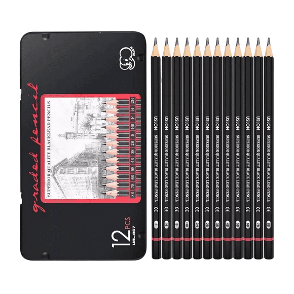 12 Kit Profesional Lápices Grafito De Dibujo Con Pencil