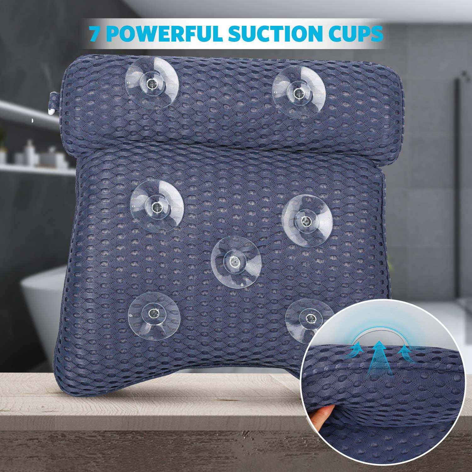 5d Air Mesh Full Body Bath Pillow With Non slip Suction Cups - Temu